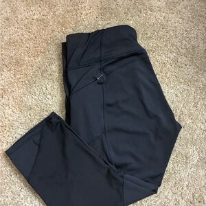 Athleta Black Crop Leggings High Rise Zip Pocket Activewear L